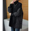 Women's Parkas Autumn Winter Loose Mid Long Casual Splicing knitted Warm Female Jacket Outwear Overcoat Woman