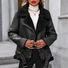 Winter Women Faux Fur Leather Jacket Casual Lady Thick Warm Leather Coat High Street Motorcycle Outwear