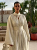 Boho Vacation Kaftan Dress For Women Long Sleeved Dress With Belt Elegant Conservative Gowns Women's Clothes