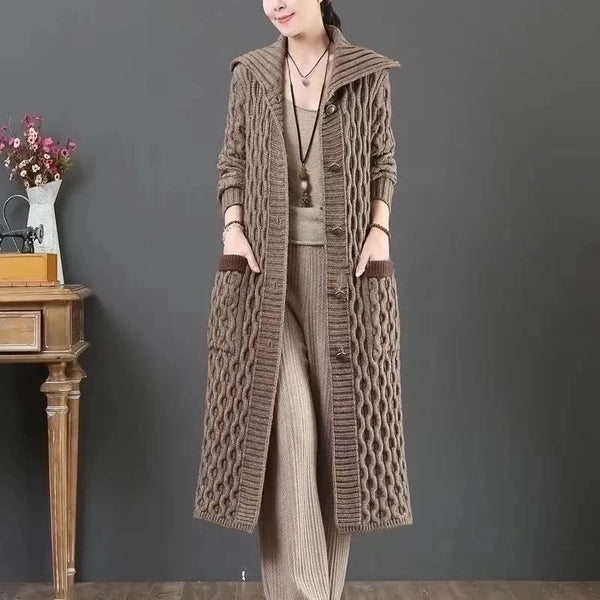 Autumn Winter Stand Collar Loose Women Knitted Cardigan Sweater Jacket Long sleeve Single Breasted Ladies Top