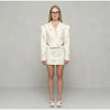 Floral Printed Blazer Skirt Suit Women Elegant Cropped Lapel V-neck Coat Slim Mini Skirts Set Spring Lady Casual Outfit