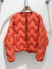 Autumn Winter Lightweight Wave Quilted Puffer Jacket Women Loose Round Neck Short White Duck Down Coat Outwear