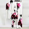 High Street Designer Runway Suit Set Women's Floral Printed Blazer Flare Pants Suit 2pcs