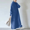 Women Loose Hooded Long Maxi Dress Spring Autumn Female Tie Collar Long Sleeve Baggy Straight Sweatshirt Dresses JYFS-2175