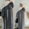 Dubai Corduroy Abaya for Muslim Women Eid Ramadan Modest Dress Loose Large Elegant Gown Islam Clothing Turkey Solid Robe