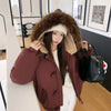 Warm Down jacket Ladies Pai Overcome Winter Cotton Padded Coat Women Parkas Horn Hooded Outcoat Big fur collar Overcoat
