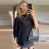 Asymmetric Satin Dress Womens Dresses Mini Layered Cape Dress Chic Black Cocktail O-Neck Short Dresses Elegant Party Dress