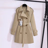 Women's Trench Coats Spring Autumn Mid-length Slim Outerwear Double-breasted Belt Long Sleeves Windbreaker