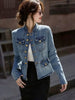 Women's Denim Jacket Spring Autumn Stand-up Collar Comfortable Lady Outerwear Long Sleeve Temperament Ladies Cowboy Coat