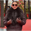 Faux Fur Collar Women's Padded Jacket Knitted Cuff Patchwork Batwing Sleeve Loose Cotton Jackets Winter Warm Coats