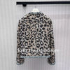 Vintage Wild Leopard Pattern Tweed Woven Jacket Women Fall Winter Edge Crochet O-neck Gold Buttons Long Sleeve Chic Coat