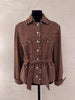 Female Elegant Turndown Collar Sequin Tweed Jacket Sets Belt Single Breasted Autumn Coat Two-Piece Set Mid-Calf Skirts Outfits