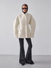 White Woolen Women's Coat Stand Collar Button Waist-cinching Long Sleeve Female Jacket Spring Autumn Tweed Outwear