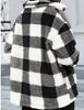 Women Plush Coat Jackets Plaid Print Outerwear Thick Warm Single Breasted Turn Down Collar Overcoat Office Lady Autumn Winter