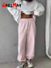 Autumn Women's Gray Sports Pants with Elastic 80% Cotton Jogging Vintage Classic Brown Sweatpants for Women