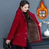 2026New Autumn Winter With Velvet Cotton-padded Jacket Women Mid-Aged Mother Hooded Floral Plus Velvet Warm Parkas Coat Female