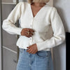 and Elegant Sweater Coat Autumn and Winter Design Sense Temperament Slim Short V-neck Women's Knitted Cardigan