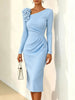 Banquet Dress for Women Elegant Sweet 3D Flower Ruched Bodycon Midi Robe Female Party Prom Vestidos Evening Gown Lady