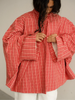 Women Chic Checkered Stand Up Collar Cape Short Trench Coat Long Sleeved Single Breasted Windbreaker Spring Commuting Coat