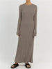 Lace-Up Female Knit Maxi Dress Autumn High Waist Patchwork Long Sleeve Loose Solid Dress Bandage Knitwear Dress