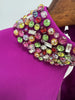 High Street Designer Party Vestido Women's Stand Collar Formal Cape Sleeve Diamonds Beading Long Maxi Dress