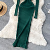 Winter Women Knit Maxi Dress O Neck Autumn Long Sleeve Slim Solid Harajuku Ladies Pencil Sweater Long Dresses