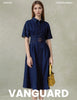 Women's Denim Long Dress Autumn Texture navy blue Women's Business Long Dress