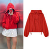 Women's Jacket Autumn Red Long-Sleeve Drawstring Decorative Festive Hoodie Zipper Cardigan Casual Versatile