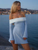 Off Shoulder Long Sleeves Slim Mini Dress Women's Sexy Elegant Outfit Prom Birthday Party Clubwear Spring Dress