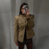 Women's Jacket Slim Fit Stand Collar Tailored Epaulets Flap Pockets Single Breasted Button Down Blazer Coat Spring Outwear