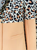 High Street Designer Suit Set Women's Single Button Leopard Printed Color Block Blazer Flare Pants Suit