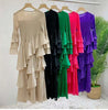 Spring Ruffles Pleated Dress Women Round Neck Flare Sleeves Loose Chic Long Length Female Party Clothes 2DA3391