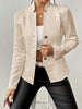 Autumn and Winter Woman Textured Button Front Blazer Stand Collar Long Sleeve Fit for Office and Casual Wear Suit Jacket