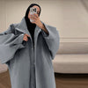 Batwing Sleeve Women's Coat Lapel Single-Breasted Loose Lady Long Jackets Autumn Winter All-Matched Street Outwear