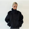 Elegant Solid Stand Collar Short Coat Women Casual Loose Button Full Sleeve Outwear Autumn Winter Streetwear