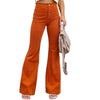 Corduroy Casual Trousers Women Autumn Winter Solid High-waist Flare Pants Lady Slim Black Gray Khaki Orange Long Pants