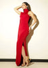 Split Turtleneck Sexy Maxi Dress Women Gown One-shoulder High Waist Bodycon Solid Club Party Long Dress Elegant