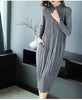 Pleated Clothing For Women Long Sleeve Stand Collar Doulble Pockets Loose Dress Vestido YF576