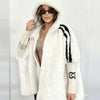 Casual Warm Plush Women's Coat Zipper Cardigan With Baton Sleeves Loose Hooded Coat Autumn Winter Commuting Wear