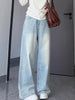 Washed Vintage Straight Jeans Women Versatile Casual High Waisted Light Blue Denim Pants Woman Streetwear Wide Leg Trousers