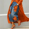 Women's Casual Floral Print Loose Jeans High Waist Cropped Wide Leg Denim Pants Chic Daily Street Plus Size Trousers