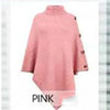 Autumn Winter Turtleneck Loose Women Pullover Shawl Cape Solid Color Knitted Long Tops Casual Sweater with Buttons