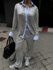 Sequin Loose Pants Two Piece Sets Women Patchwork Long Sleeve Shirt And Trouser Female Elegant Long Pants 2 Piece Sets