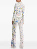 High Street Designer Runway Suit Set Women's Brilliant Digital Printed Jacket Flare Pants Suit 2pcs