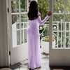 Elegant Pink Irregular Pleated Maxi Dress Women O-Neck Long Sleeve Ruched Slim Long Dress Wedding Guest Evening Party Robes