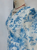 Women Blue White Floral Print V-neck Long-sleeved Slim-fitting Long-pendulum Dress French Style Elegant Vacation Model