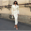 Urban Solid Women's Two Piece Set Elegant Puff Long Sleeve V Neck Blazer Mesh Suit Skirt Autumn Lady Outfit