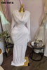 Women O-neck Pile Collar Long Sleeve Ruched Maxi Long Dress Spring Sexy Cocktail Birthday Holiday Party Dresses