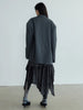 Women Gray Striped Shaped Big Size Elegant Blazer Lapel Long Sleeve Jacket Tide Spring Autumn 1DH7077