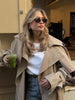 Solid Lace Up Long Trench Coat Women Full Sleeve Lapel Single Breasted Loose Outerwear Lady Autumn Daily Highstreet Coat